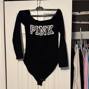 PINK Victoria's Secret Black Long Sleeve Bodysuit